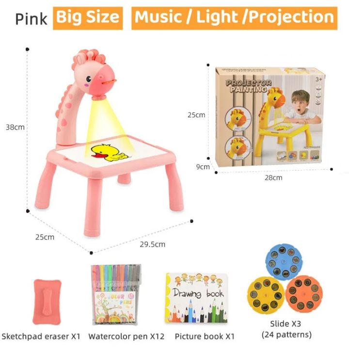 Kids Mini Led Projector Drawing Board Baby Learning Educational Table Picture Tools Painting Interest Toy Boys Girls Birthday Gift