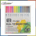 12 Colors Marker Liner Drawing color Marker Pens Twin Head Brush Pen Painting Art Supplies. 