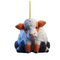 Cow Pendant 8cm Christmas Tree Car Backpack Ornament Cartoon Yellow. 
