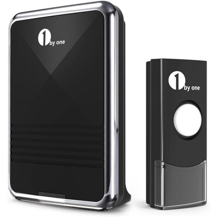 1byone Easy Chime Wireless Doorbell Door Chime Kit with CD Quality Sound and LED Flash 36 Melodies to Choose,