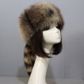 Plush Russian Style Flat Top Hat Winter Mongolian Hat Thicken Plush Raccoon Tail Hat for Adult Teens Keep Warm Hat Wholesale. 