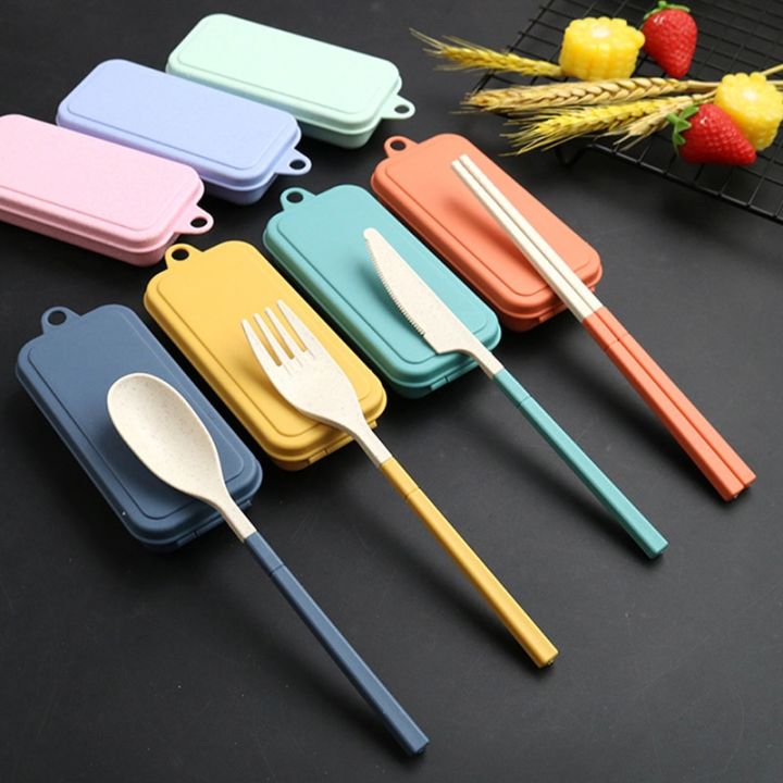 4Pcs%20Travel%20Cutlery%20Set%20Foldable%20Spoon%20Fork%20Chopstick%20With%20Box%20Student%20School%20Picnic%20Lunch%20Portable%20Cutlery%20Camping%20Tableware%20-%20Image%203
