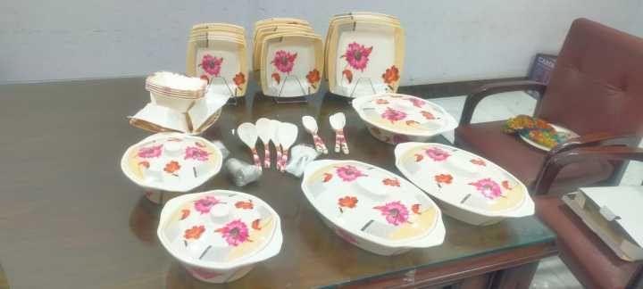 80 Pcs Premium Quality Plastic Dinner Set 8 Persons Serving, Elegant Design Durable Plastic Dinner Set - White