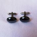 Luxury Crystal Cufflink oval-Nug Cufflinks Stud For Men - black. 