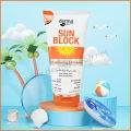 Derma Clean Sun Block  SPF 50+ Uva + Uvb protection Anti darkening Water resistant Anti dark spots Summer Moisturization Sunscreen Lotion Gold collagen sun block cream - 150ml. 