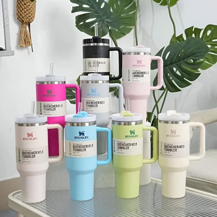 Stanley Quencher H2.0 Vacuum Insulated Tumbler with Grip Handle 40oz - 18/8 Stainless Steel, BPA-Free, Double-Wall Mug for Coffee & Beverages
