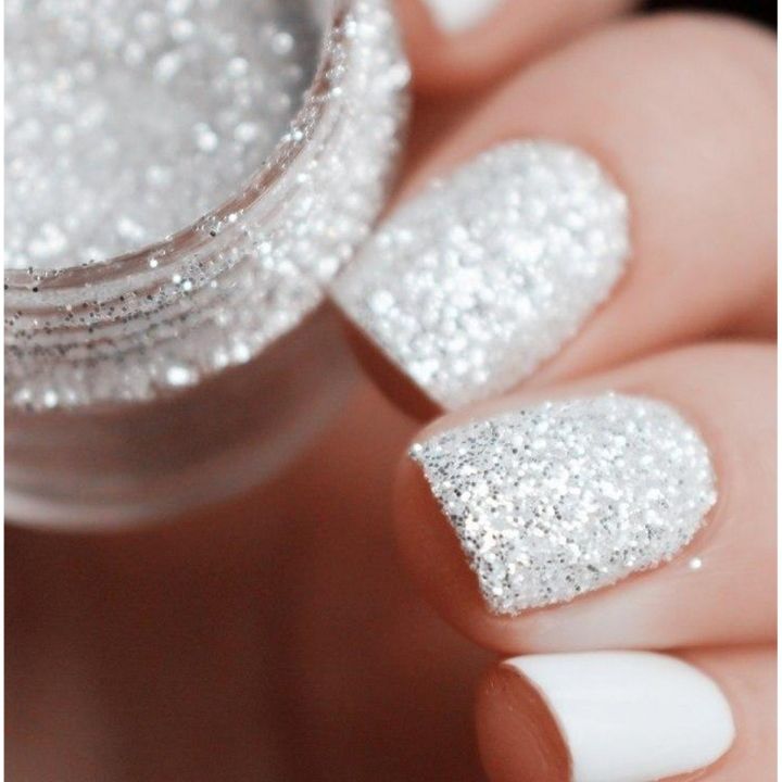 10ml 1mm Nail Glitter Powder White  Shining Powder Manicure Decoration