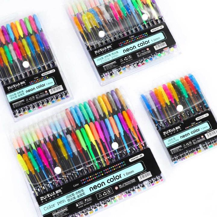 RHS Online 12/24/48 Colors Gel Pens Set Glitter Metallic Pen Kids Gift For Coloring Sketching Painting Drawing
