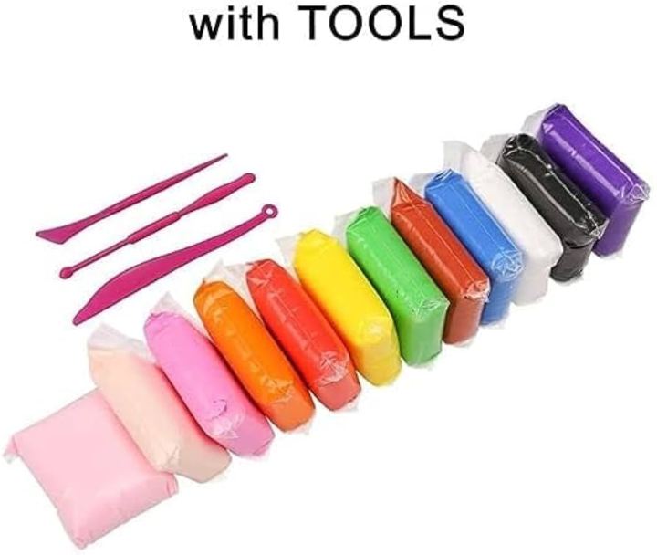 Super Clay Non Sticky Air Dry Clay, Fun Play Foam Bouncing DIY Kids Creative Art & Crafts Clay Putty Kit with Tools Modeling 12 Different Color Clay (Pack of 6, pack of 12 and pack of 24)