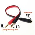 3.5mm Female to 2 Male Headphone Mic Audio Splitter Jack Cable Headset Adapter Kit Mutual Convertors for PS4,Xbox One S,Tablet,Mobile Phone,PC Gaming Headsets New Version Laptop Black and Red. 
