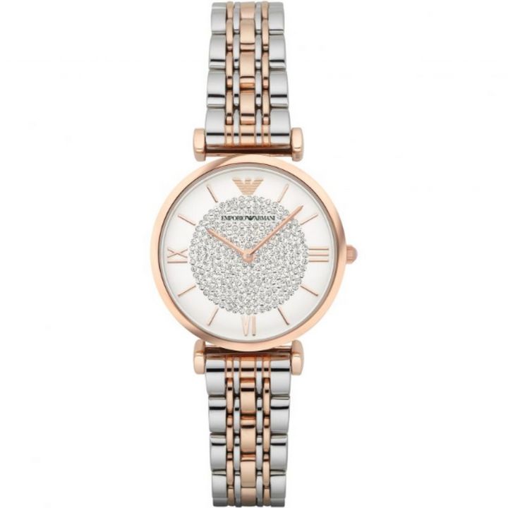 Emporio Armani White Dial Two-Tone Stainless Steel Watch For Women AR1926