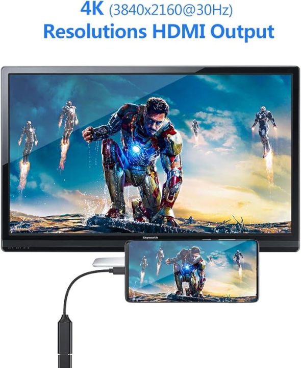 USB C to HDMI Adapter, Type C to HDMI 4K Adapter (Thunderbolt 3 Compatible) for MacBook Pro 2018/2017, iPad Pro 2018, Samsung Note 9/S9, S10, Huawei Mate 20/P20 and More (Black) a255 b hdmiii