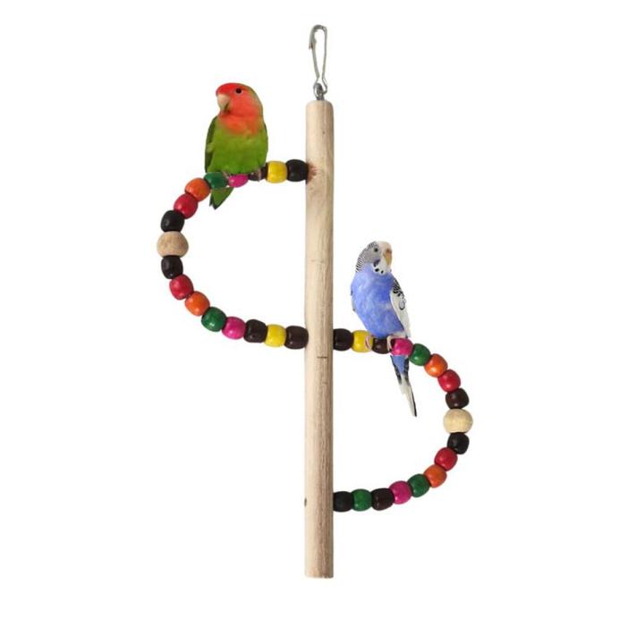 UK Bird Toys Wooden Hanging Hammock Climbing Natural wooden bird toys cage accessories Natural Pet Birds Cage Toys for Small Parakeet Cockatiel Conures Finches Budgie Love Birds Multi Colored spiral