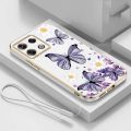 infinix Note 40 Pro note40 Pro+ 5G Pro 5G Little Daisy Luxury Butterfly Flower Casing Square Edges Plating Back TPU Soft Case with Lanyard Cover. 