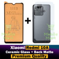 Xiaomi Redmi 10A Matte Glass Protector Ceramic Glass + Back Protector Carbon Fiber Matte Soft Skin Sheet For Xiaomi Redmi 10A. 