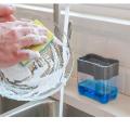 Liquid Soap Dispenser Set, Foaming Chrome Plastic Elegant Hand Pump Dispenser with Sponge Caddy Organizer Holder for Kitchen Sink Tidy - 2-in-1 Pump Soap Dispenser and Sponge Caddy For Dish. 