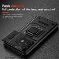 KEYSION Shockproof Case for Redmi Note 13 Pro 5G Slide Camera Lens Protection Ring Stand Phone Cover for Xiaomi Redmi Note 13 5G. 