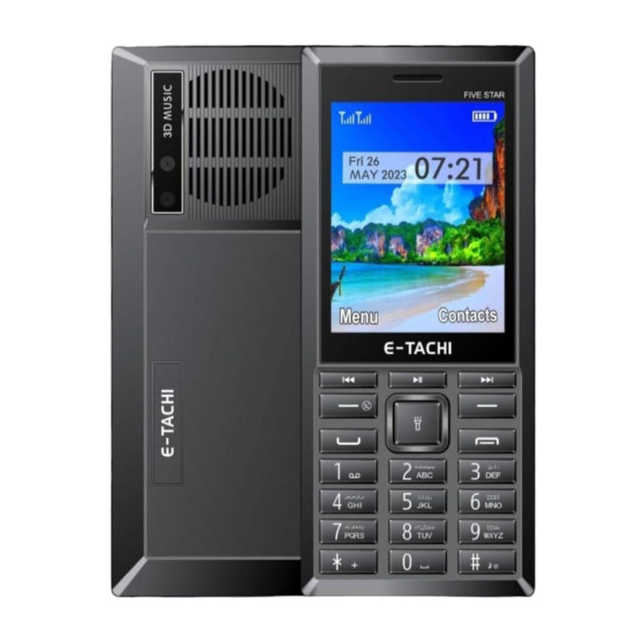 Etachi Five Star - 2.8 Inch Display - 3500mAH Battery - Dual Sim - PTA Approved - Auto call recording - Wireless FM Radio - Rejected unkown callers - PCBA MTK Processor - Audio & Video Player - Torch Light - Powerful Speaker - 1 Year brand warranty