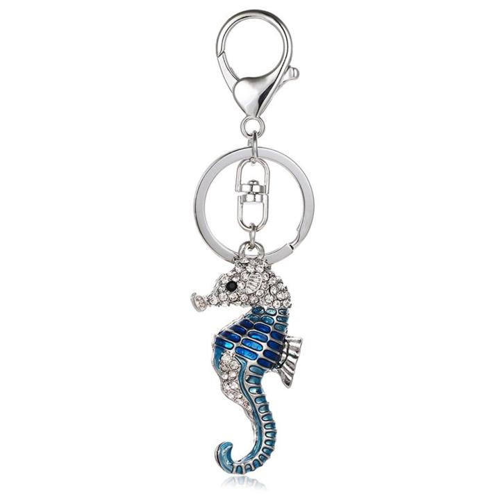 Fashion crystal seahorse key chain holder women jewelry charm pendant ysk028 girl purse