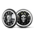 Headlight 7inch RGB Skull Head Headlights For Car, Motorcycle, Jeeps H4 Devil Eye Lights LED High Low Beam Headlights. 