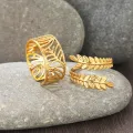 Stainless Steel Rings Bohemian Style Vintage Plant Leaves Adjustable Open Ring For Women Jewelry Non-fading High-quality New in. 