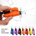 【Footprint】 Portable Car Safety Hammer Spring Type Escape Hammer Window Breaker Punch Seat Belt Cutter Hammer Key Chain. 