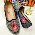 Black Silver Golden Nagra Loafers for Men. 