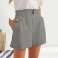 Green Home Summer Pants High Waist Zipper Good-looking Women Shorts. 