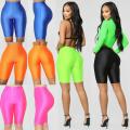 Women High Waist Yoga Compression Shiny Skinny Shorts Tummy Control Short Leggings Workout Athletic Sport Gym Fitness Shorts. 