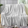 Fluffy Mink Fleece Throw Blanket- Silver. 