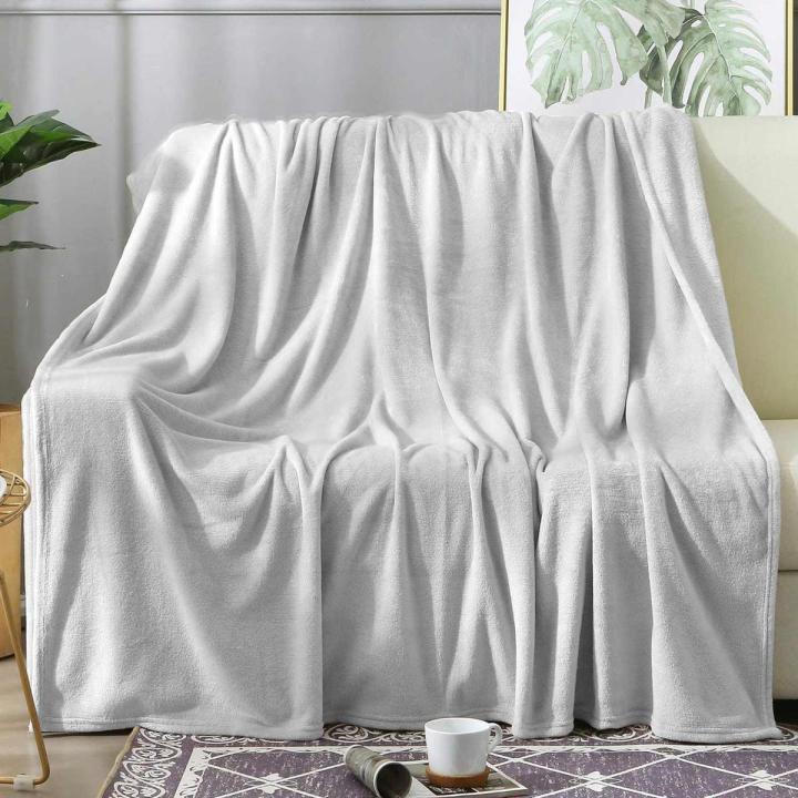 Fluffy Mink Fleece Throw Blanket- Silver