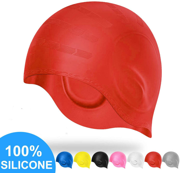 【Footprint】 Swimming Cap, Silicone Swim Cap For Women Men, Durable Non-Slip Waterproof Swim Cap Protect Ears, Long Hair For Adults, Older Kids, Boys And Girls