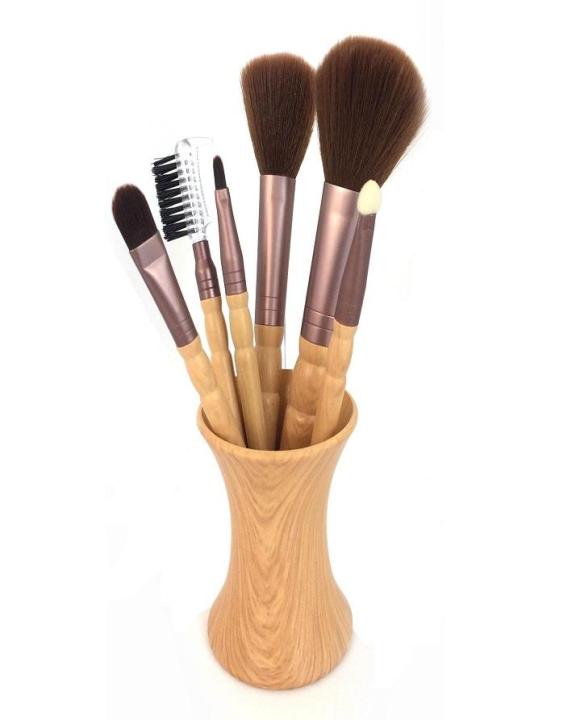 Makeup Brushes Set With Beautiful Wood Holder Pack Of 7