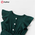 【ETOP】 Family Look Mommy and Me Floral Printed Ruffle Stitching Solid Dresses-Z. 