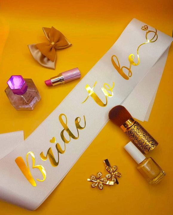 Bride to be Satin Sash For Bridal Shower Bachelorette Party Event Colour White Rose Gold Black Purple and Red