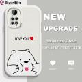 Jizetin for Redmi Note 11 / Note 11S Back Cover Funny Bear Lambskin Texture PU Leather Back For Girls Boys Soft Phone Case. 