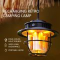 LED Camping Lantern Rechargeable, 4 Modes Infinitely Dimmable Light, Type-C Charging Hanging Retro Light, Battery Powered IPX4 Waterproof Portable Outdoor Tent Electric Lamp. 