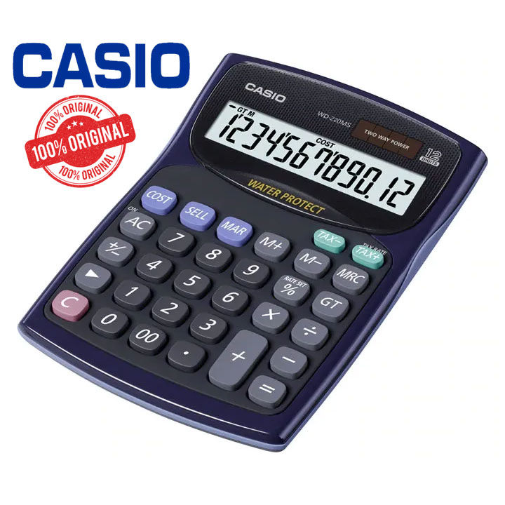 Original 12 Digit Calculator Water and Dust Proof WD-220MS - BU