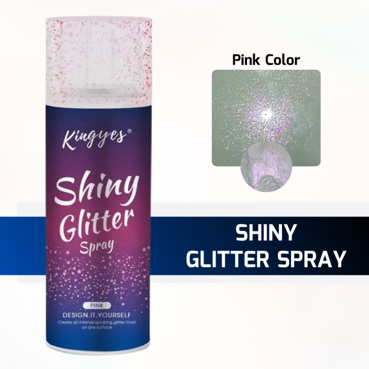 Kingyes Shiny Glitter Spray - 120ml - Pink Color | Multi-Purpose Glitter for Hair, Body, and Clothing | Long-Lasting, Quick-Drying Formula | Dermatologically Tested | Perfect for Parties, Events, and Festivals
