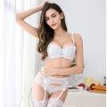 Varsbaby Sexy Lace Lingerie Set - Underwire Half Cup Push Up Bra Set - Bra+Panties+Garter+Stockings - Full Set. 