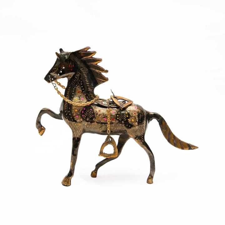 Brass Horse/Pakistani Handmade/Handcrafted Brass Horse Statues/Best For Homedecor/Best For Office Desk/Best Gift Item (Size: 8 inch)