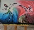 the great dance of sufi art painting/ dervish whirling painting 18 by 24 inches on canvas. 