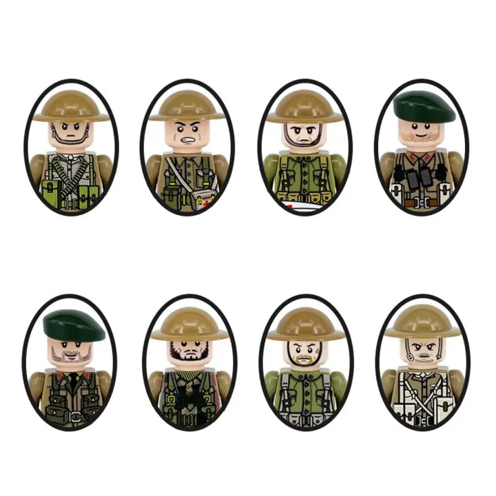 WW2 Military German Building Block Soviet Soldier US France Camouflage Navy Police Infantry Army Figures Helmet Brick Toy