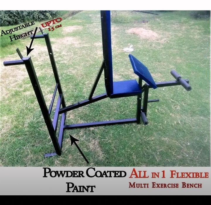 All in 1 Multi Position Flexible Chest Bench Press Incline Decline Bicep Curl Crunches Dumbbells Weight Plates Best Home Gym Workout