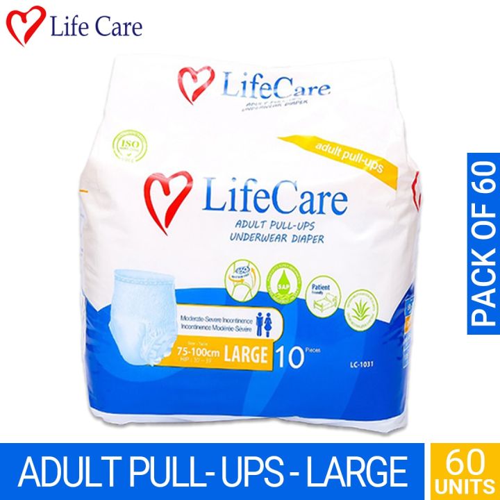 Adult Incontinence Pants for Men and Women - Pull Up Maxi Dry Underwear for Safe Leak Protection from Weak Bladder - Bed Wetting Disposable Nappies Panty 60s - Large
