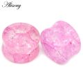 【Hengli jewelry story】Alisouy Crack Ear Piercing Jewelry 2pc Organic Shattered Quartz Glass Saddle Plugs Double Flared Tunnel Gauges. 