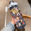 2000L Water Bottle with Straw,Brush,3D + 2D Strickers Transparent Portable Travel water bottles for Fitness,BPA-Free Hydration Bottle with Time Markers, Large Capacity Leakproof Water bottle. 