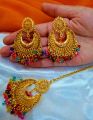 New  Collection Golden Earrings For Women Hanging Circle Style Ear Ring With tika For Beautyfull girls.. 