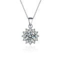 Live source: imitation silver necklace, moissanite pendant, women's love jewelry, niche and versatile clavicle chain, color-preserving titanium steel chain. 