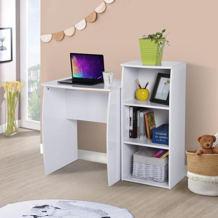 High Gloss Study Computer Desk Home Kids Computer Table Study Table(Customized) Workstation With Bookcase 2 in 1 Best for 4 to 16 years Old
